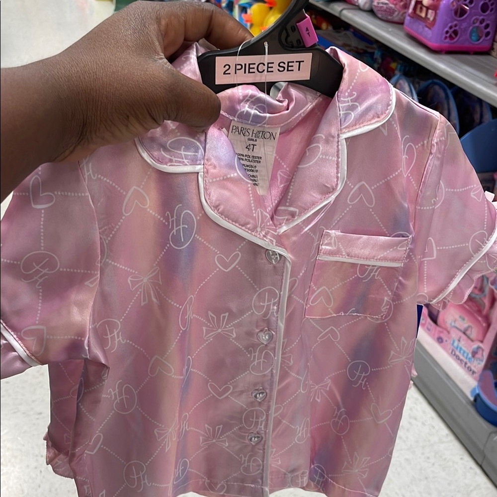 Pink Satin Pajama Set